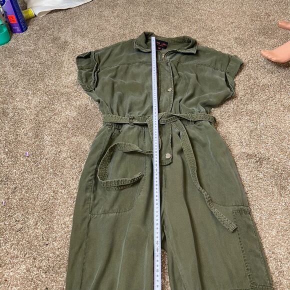 Black label by c'est toi jumpsuit olive green belted army SZ M jogger ankle - Picture 7 of 9
